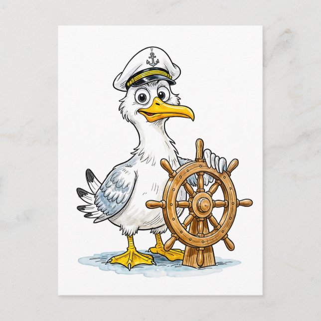 Cartão Postal Seagull Comic Ship Captain (Frente)