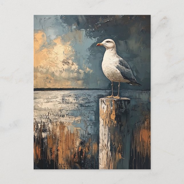 Cartão Postal Seagull em uma pintura a óleo Postada (Frente)