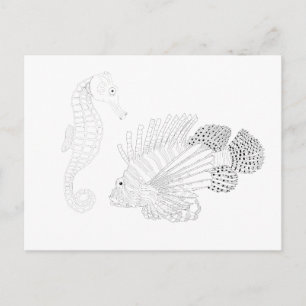 Cartão Postal Sealife Adult Coloring Postcard