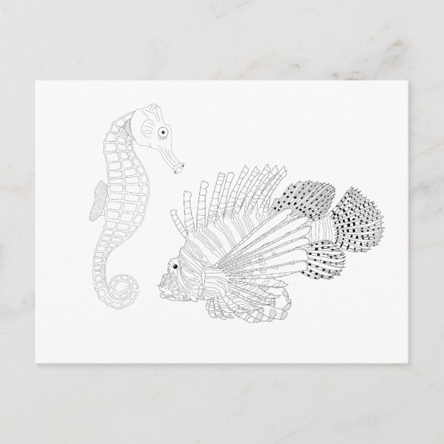 Cartão Postal Sealife Adult Coloring Postcard (Frente)