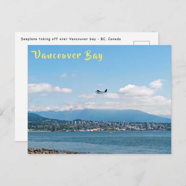 Cartão Postal Seaplane decolando a baía de Vancouver (Frente/Verso)