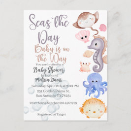 Cartão Postal Seas the Day Baby Shower Invitation 