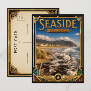 Cartão Postal Seaside Oregon Arte Deco Vintage Idade Dourada