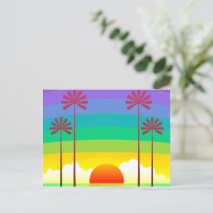 Cartão Postal Seaside Sunrise Vintage Art