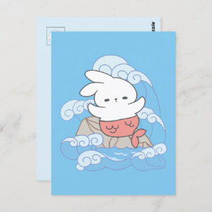 Cartão Postal Seaside Whimsy Mer-Bunny Adventure
