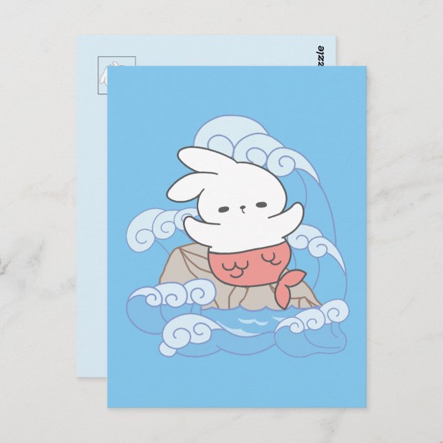 Cartão Postal Seaside Whimsy Mer-Bunny Adventure (Frente/Verso)