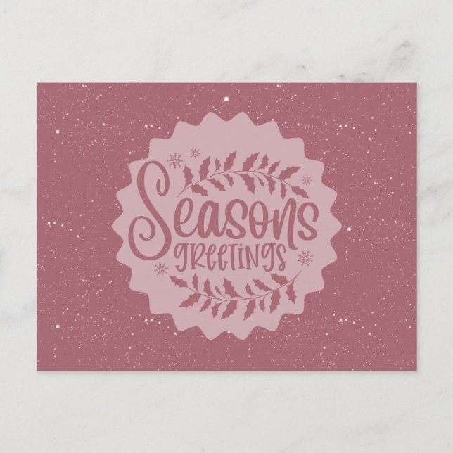 Cartão Postal Season's Greetings Christmas Script (Frente)