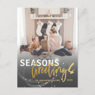 Cartão Postal Seasons saúda Star Faux Dourado Natal