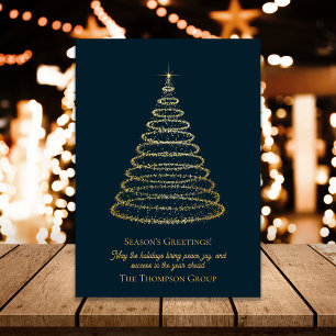 Cartão Postal Seasons Saudações Dourada árvore de Natal corporat