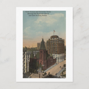 Cartão Postal Seattle, avenida WATTerceiro e Ruas Universitária