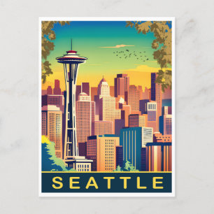 Cartão Postal Seattle, City Skyline, Estado de Washington, Viage
