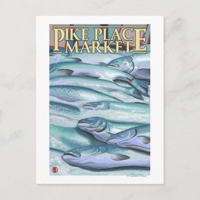 Cartão Postal Seattle Fish no mercado do gelo no Pike Place (Frente)
