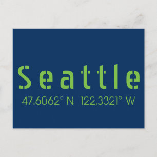 Cartão Postal Seattle Longitude Latitude Team Cores