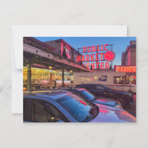 Cartão Postal Seattle Pike Market em Twilight
