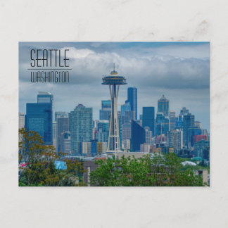 Cartão Postal Seattle Skyline com Agulha Espacial em renovação