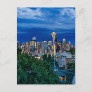 Cartão Postal Seattle Skyline em Dusk