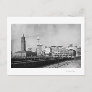 Cartão Postal Seattle, WA - Centro Ferroviário de Seattle e Smi