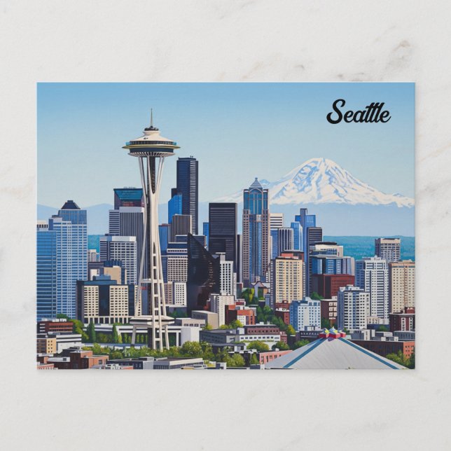 Cartão Postal Seattle Washington Monte Rainier (Frente)