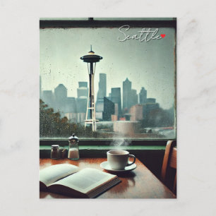 Cartão Postal Seattle Washington Rain Love Café