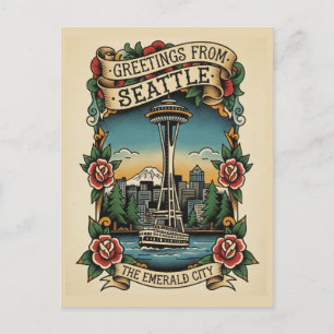 Cartão Postal Seattle Washington Retro Vintage