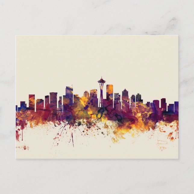 Cartão Postal Seattle Washington Skyline (Frente)
