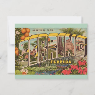 Cartão Postal Sebring Flórida Antiga 
