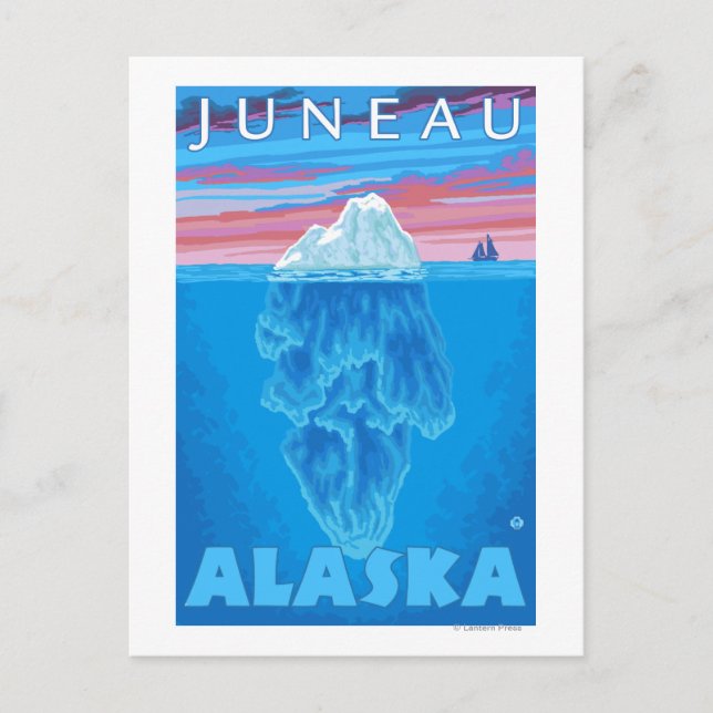 Cartão Postal Seção Cruzada de Iceberg - Juneau, Alasca (Frente)