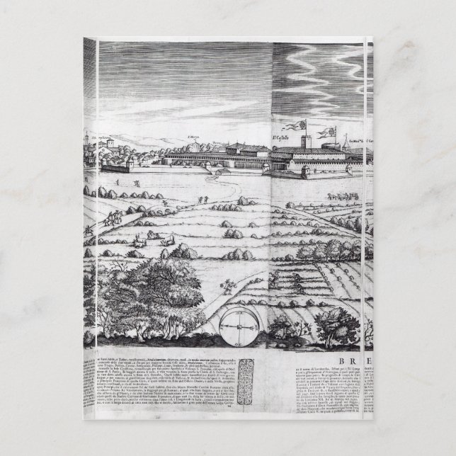 Cartão Postal Seção de um Mapa de Milão, 1640 (Frente)