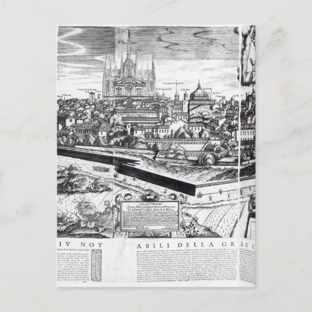 Cartão Postal Seção de um Mapa de Milão, 1640 (Frente)