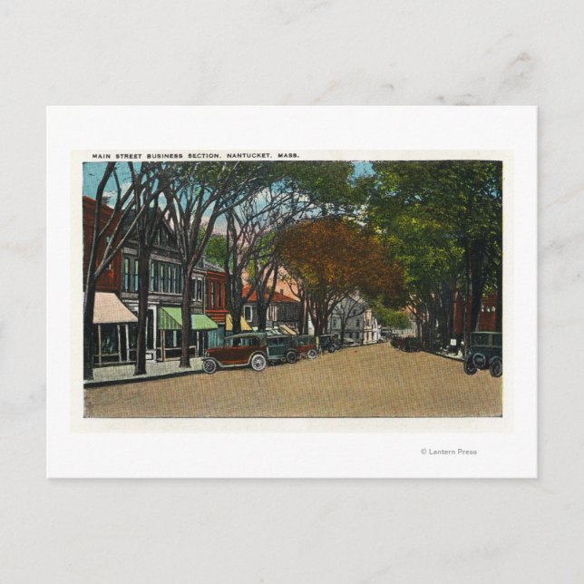 Cartão Postal Seção Visão Geral de Negócios da Rua Principal (Frente)