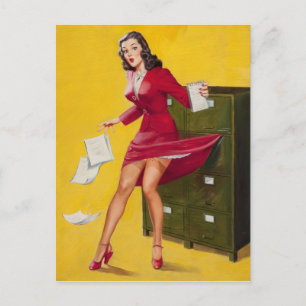 Cartão Postal Secretário Lubberly PinUp