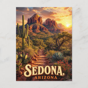 Cartão Postal Sedona Arizona Pôr do Sol Rocha Vermelha Deserto V