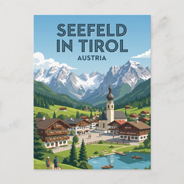 Cartão Postal Seefeld in Tirol Áustria (Frente)
