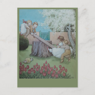 Cartão Postal Seesaw Margery Daw rima infantil
