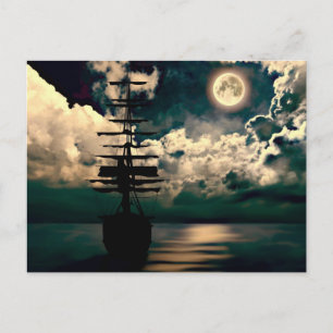 Cartão Postal Segelschiff bei Vollmond Postkarte