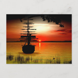 Cartão Postal Segelschiff mit Sonnenaufgang Postkarte