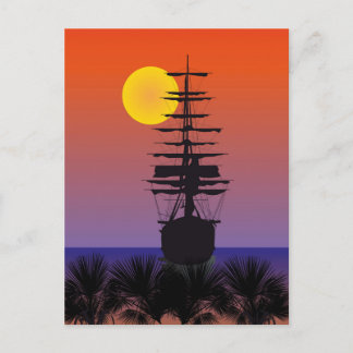 Cartão Postal Segelschiff mit Sonnenaufgang Postkarte