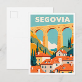 Cartão Postal Segóvia Espanha Arte vintage Viagem
