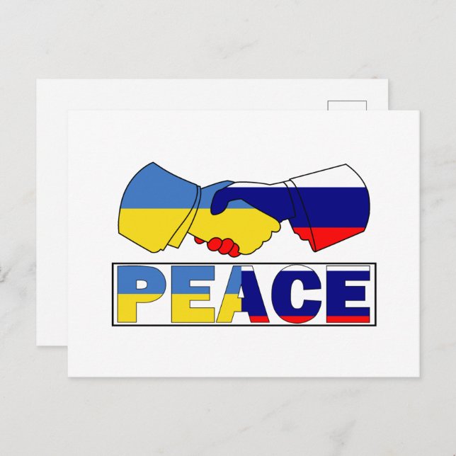 Cartão Postal Seguimento da paz, Ucrânia, Rússia Bandeira (Frente/Verso)