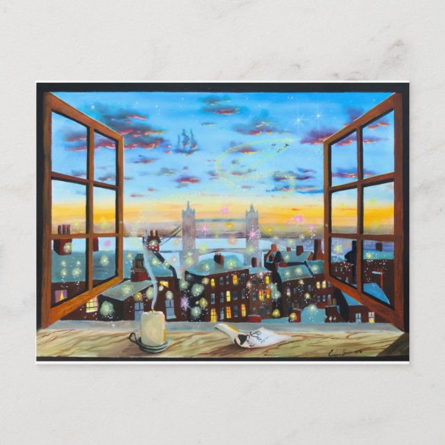 Cartão Postal "Segunda estrela à direita" Peter Pan inspirou art (Frente)