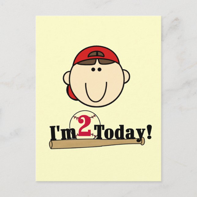 Cartão Postal Segundo aniversário Brunette Baseball (Frente)