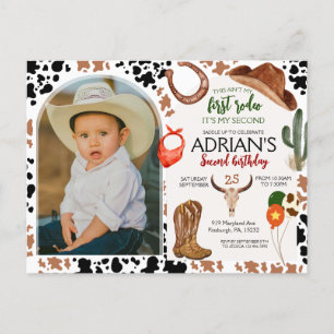 Cartão Postal Segundo de aniversário do cowboy Festa de aniversá