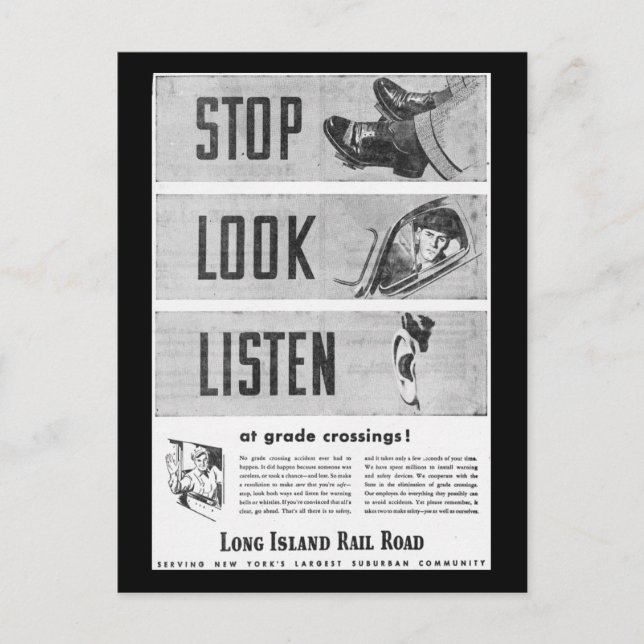 Cartão Postal Segurança da Long Island Railroad (Frente)