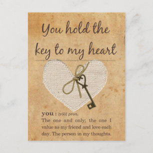 Cartão Postal Segure a chave do meu coração