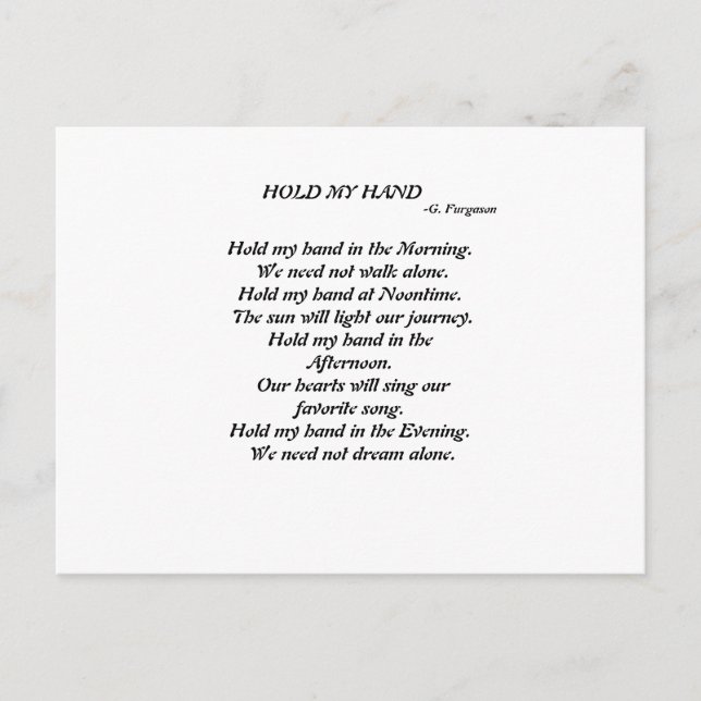 Cartão Postal SEGURE O Cartão-Postal MÃO (Frente)