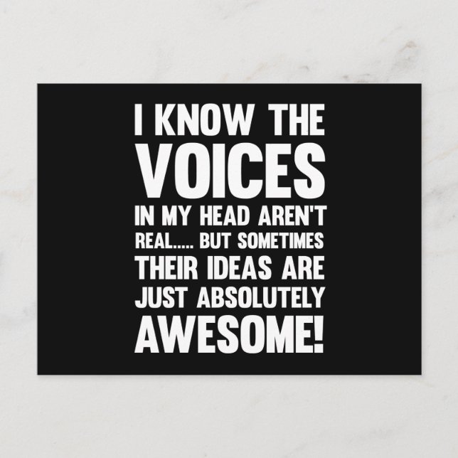 Cartão Postal Sei que as vozes na minha cabeça não são reais... (Frente)