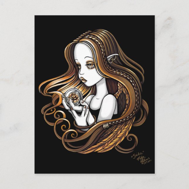 Cartão Postal "Seika" Bola de Cristal Rosa Âmbar Anjo Postcard (Frente)