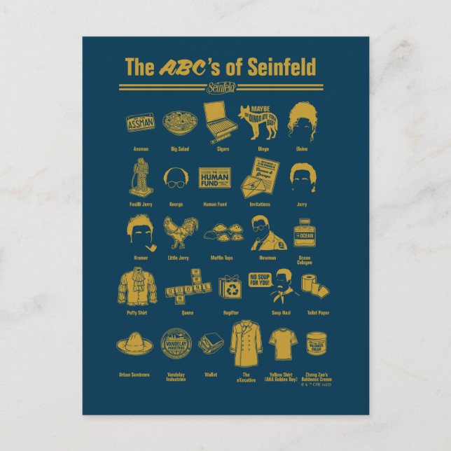 Cartão Postal Seinfeld | A ABC de Seinfeld Infographics (Frente)