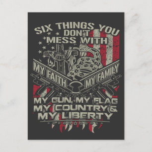 Cartão Postal seis coisas que você não bagunça com minha família