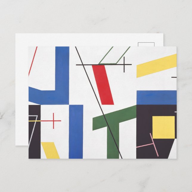 Cartão Postal Seis espaços com cruzamentos | Sophie Taeuber-Arp  (Frente/Verso)
